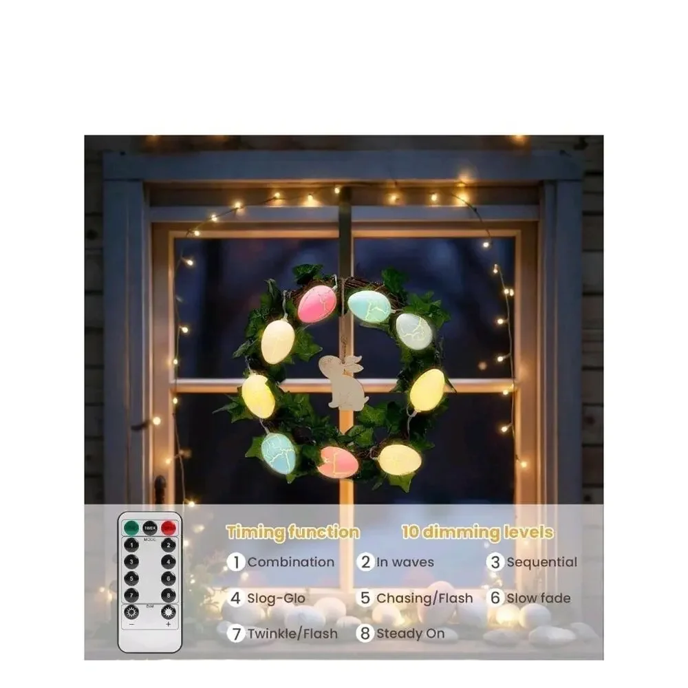 Wreaths with LED Lights for Front Door,Door Wreath Decorations,with Timing...